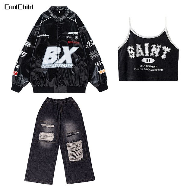 Boys' Leather Jacket & Cargo Set