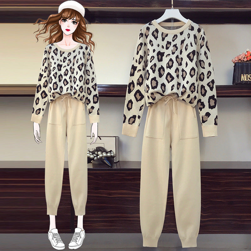Leopard Knit Sweater & Pants Set