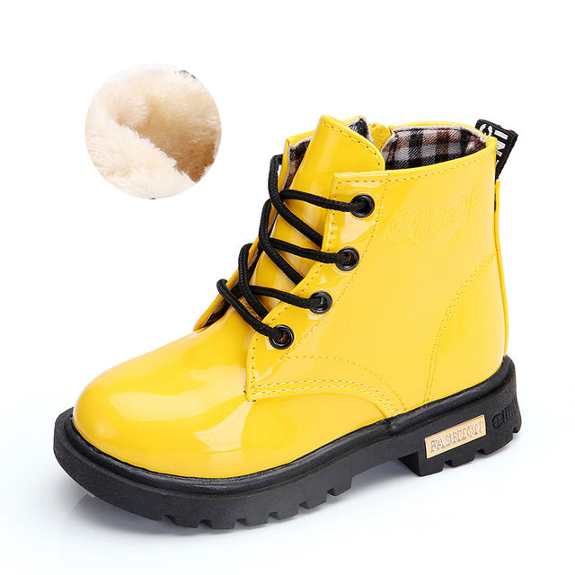 Kids' Patent Lace-Up Boots