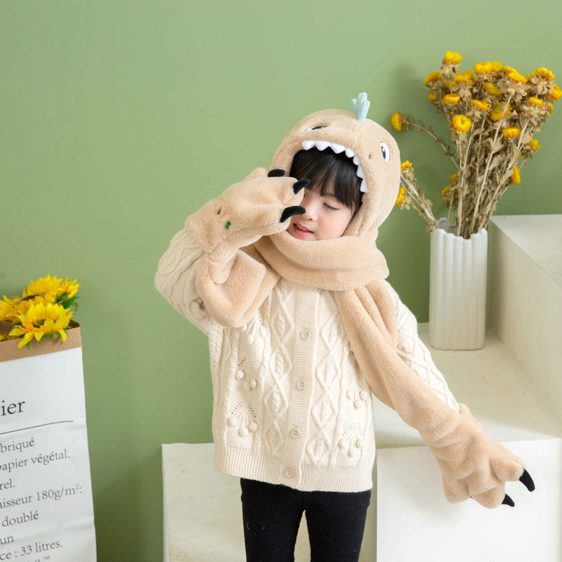 Kids' Dinosaur Hat & Scarf Set