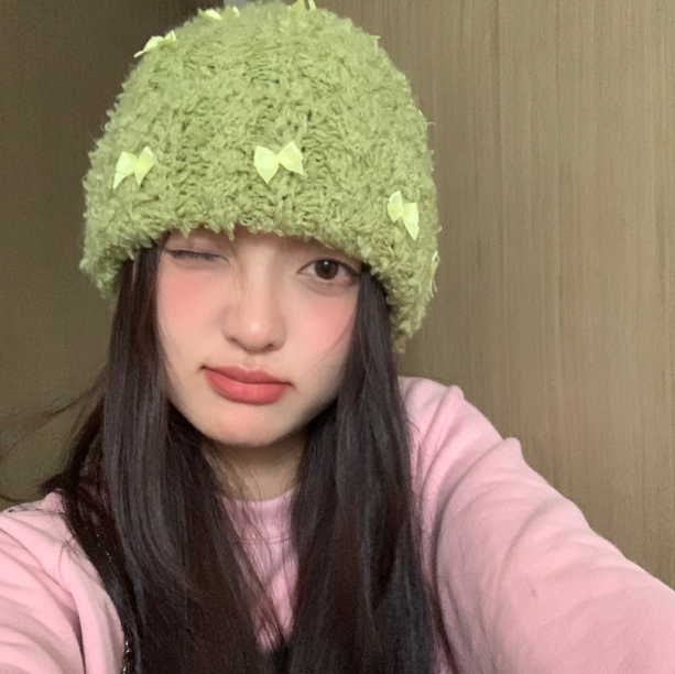 Fluffy Bow Knit Beanie