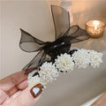 Pearl Bow Hair Claw Set