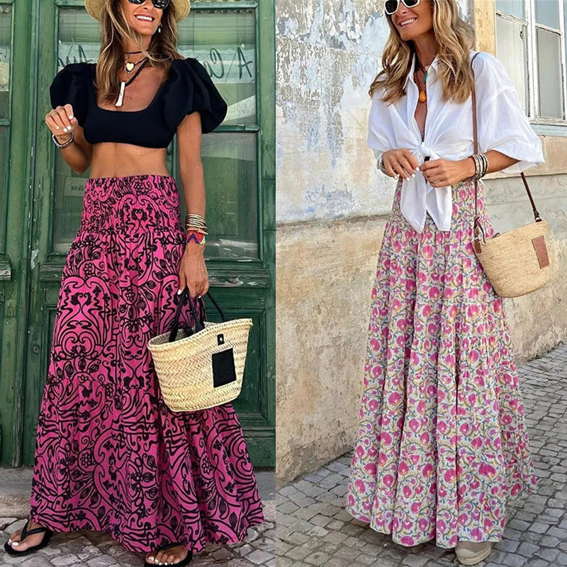 High-Waist Printed Skirt