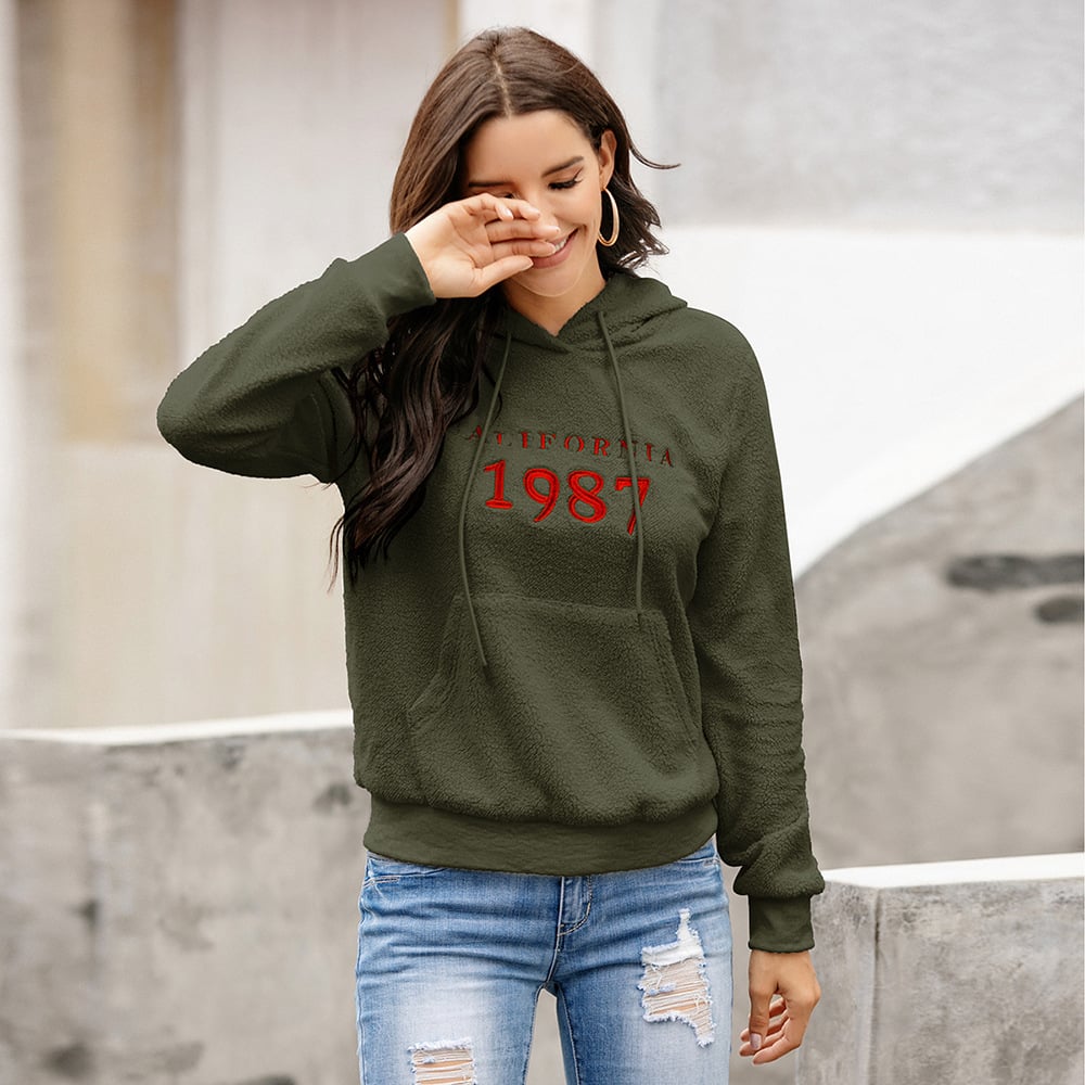 Embroidered Plush Hoodie