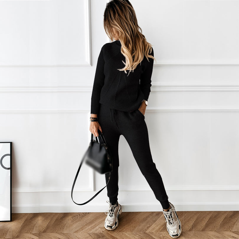 Turtleneck & Trousers Knit Set