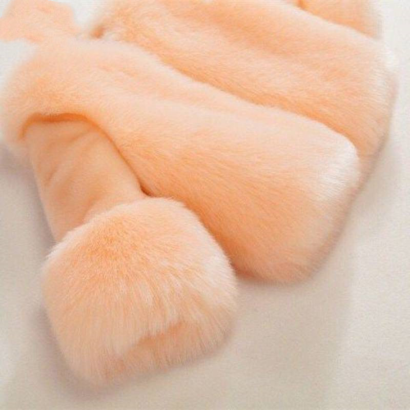 Girls' Faux Fur Trim Coat
