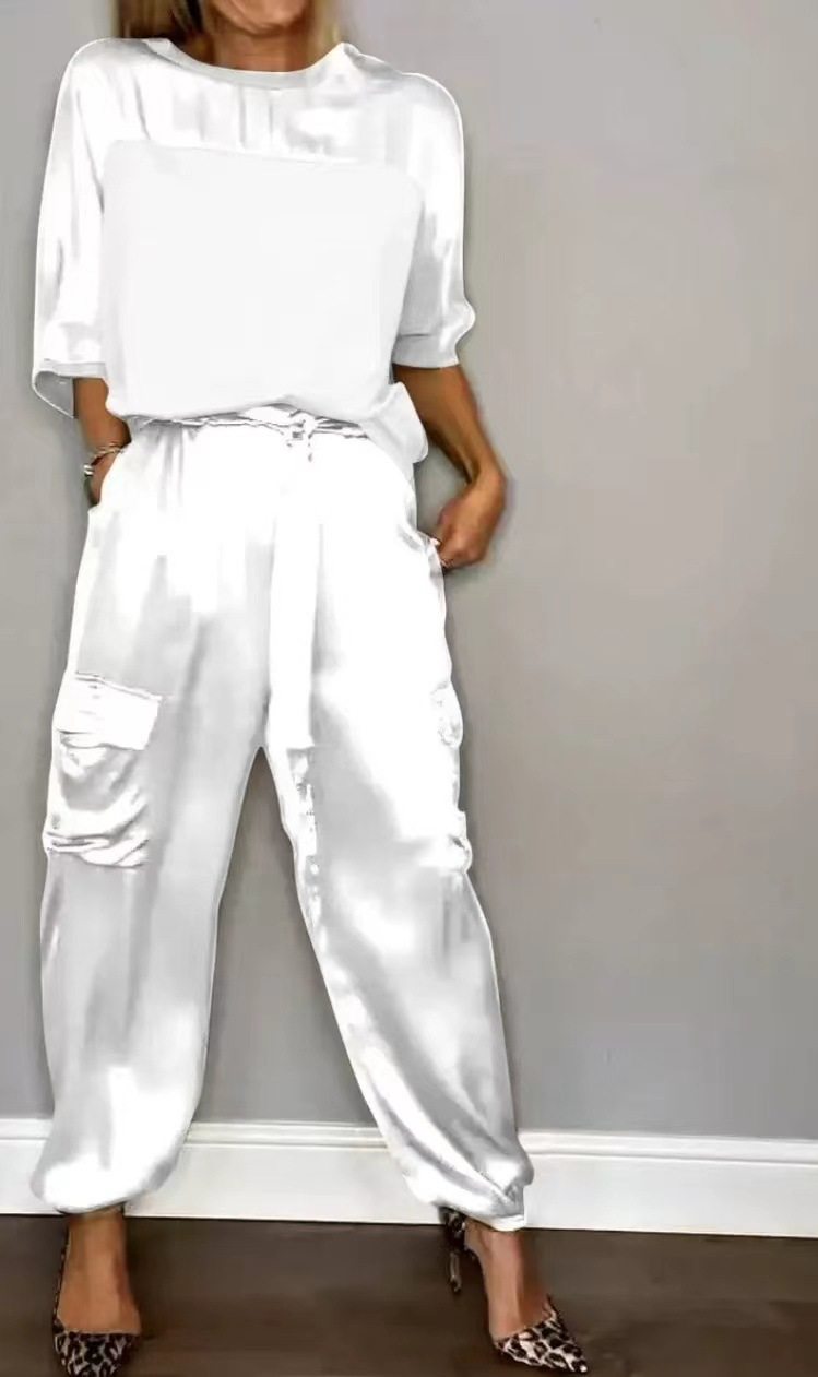 Satin Blouse & Trousers Set