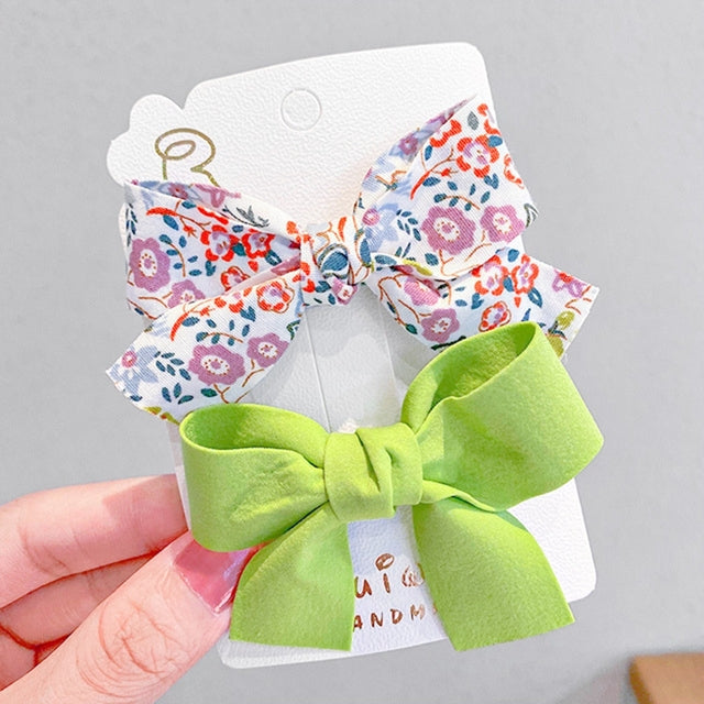Girls' Floral Bow Hair Clip Set
