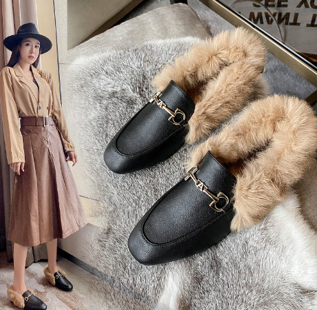 Faux Fur Lined Bow Loafers