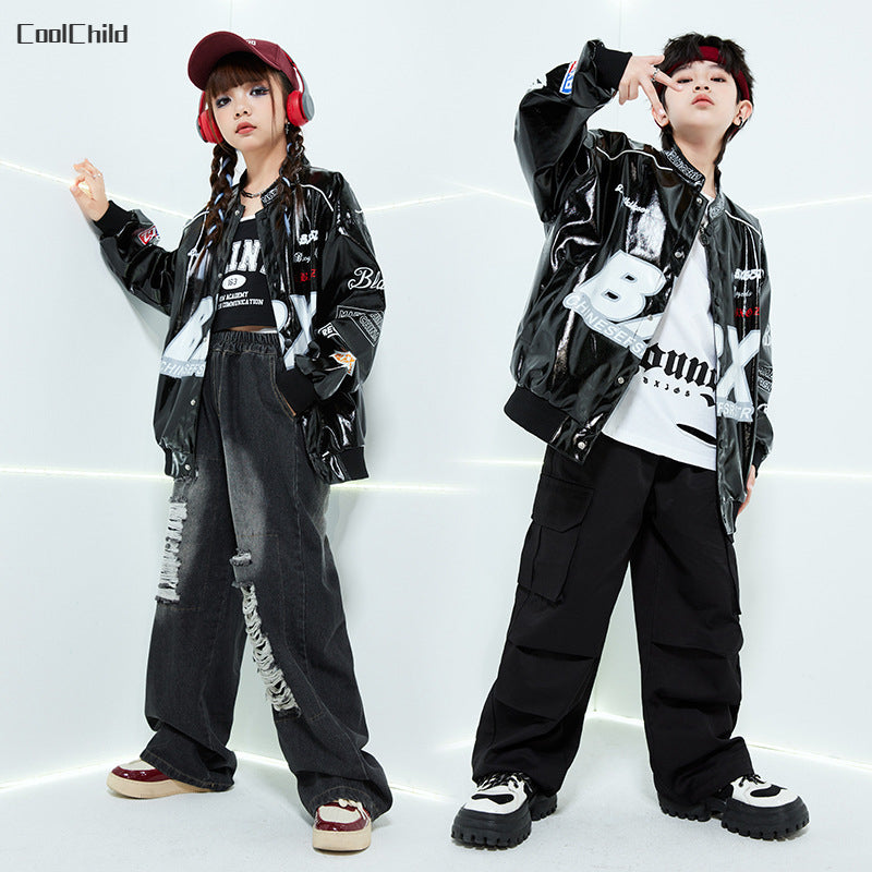 Boys' Leather Jacket & Cargo Set