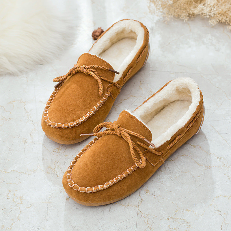 Cozy Bow Flat Casual Loafers for Women