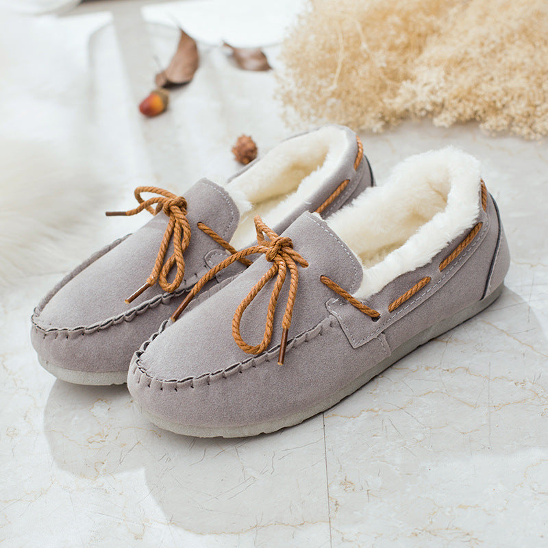 Faux Suede Bow Moccasins