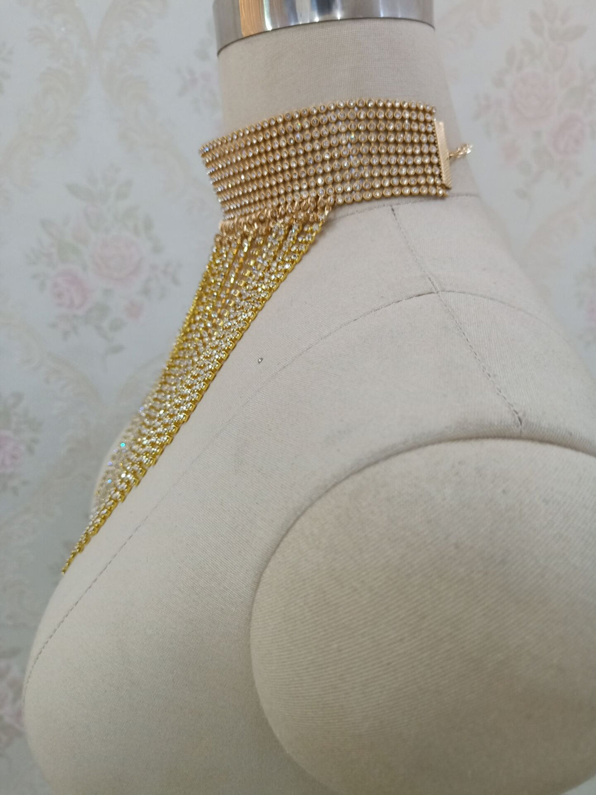 Rhinestone Tassel Choker