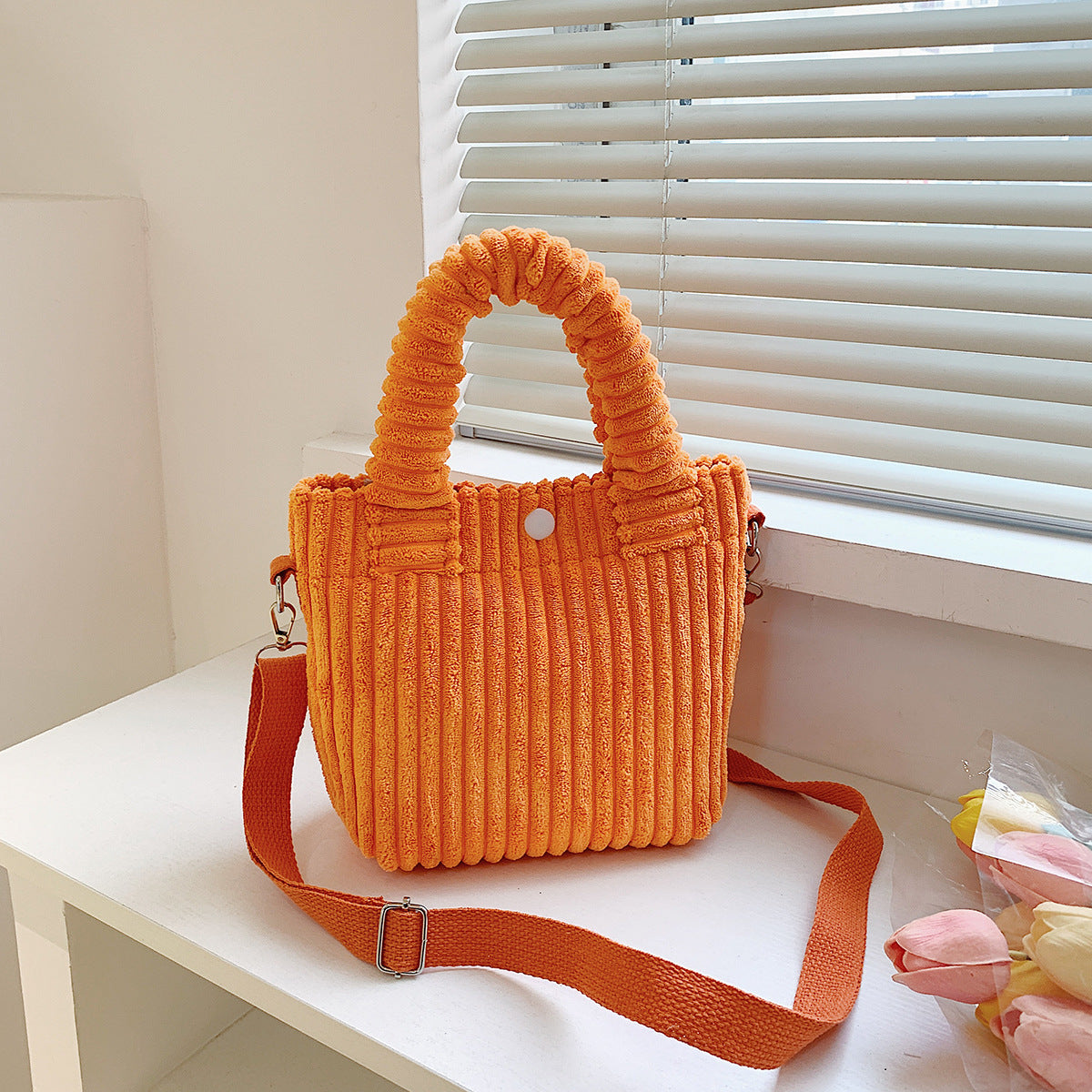 Corduroy Bucket Crossbody