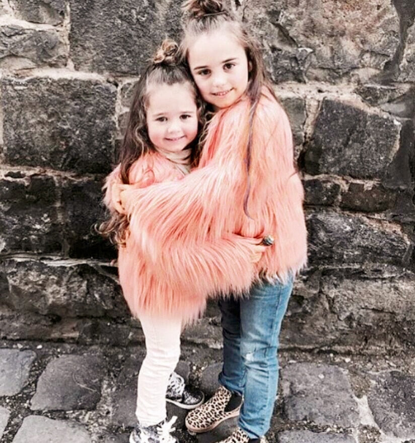 Girls' Thick Faux Fur Coat