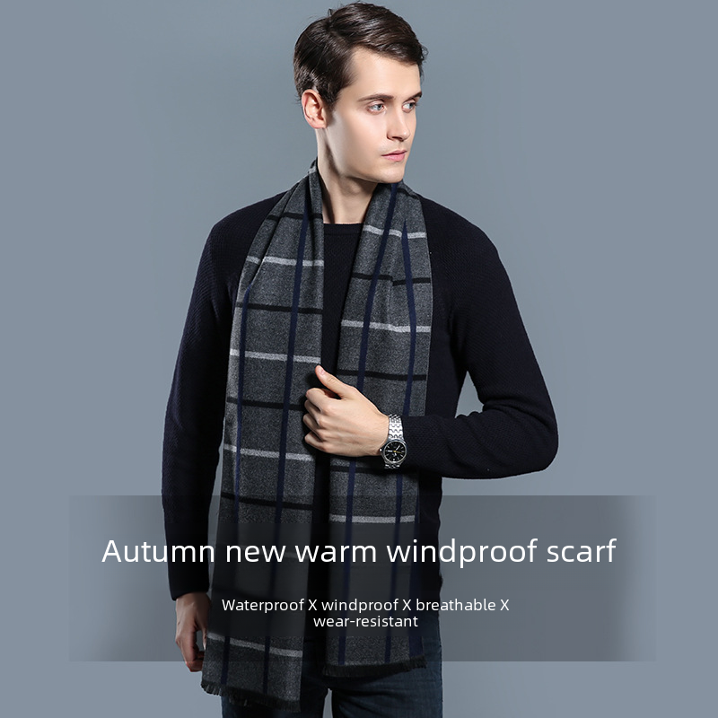 Men's Plaid Cashmere-Feel Scarf