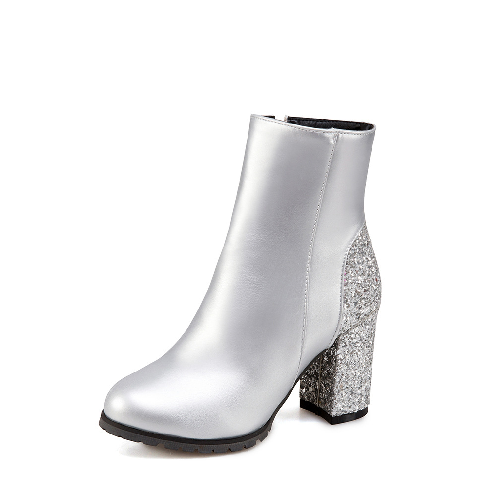 Sequined High Heel Ankle Boots for Women