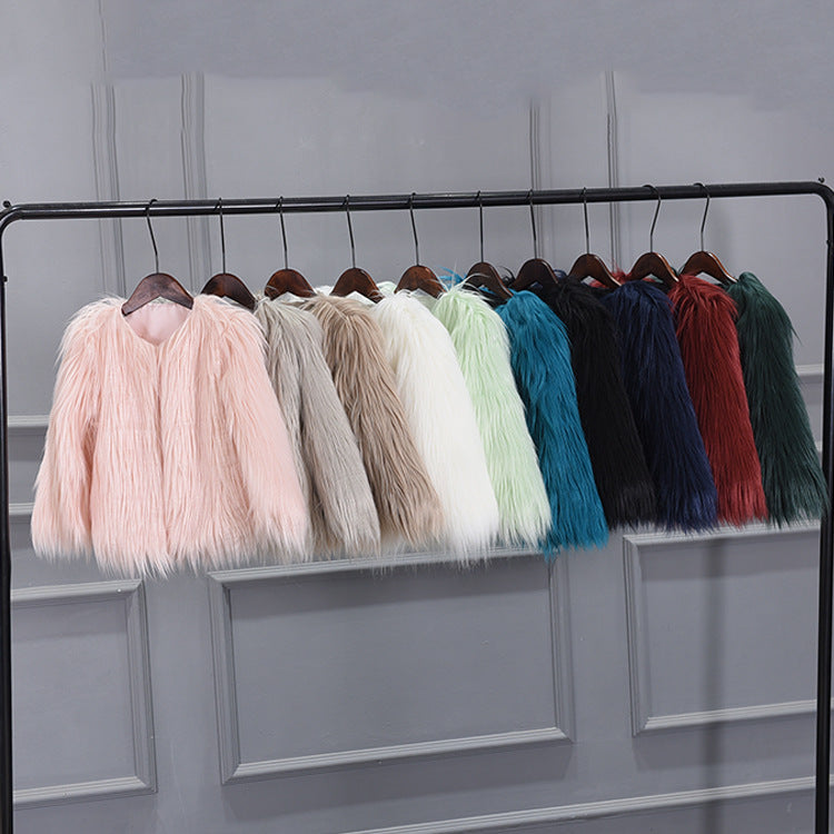 Girls' Thick Faux Fur Coat