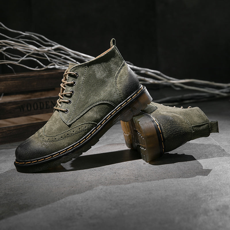 Genuine Leather Ankle Boots for Men - Vintage Fashion