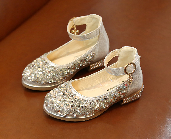 Girls' Glitter Ankle Strap Shoes