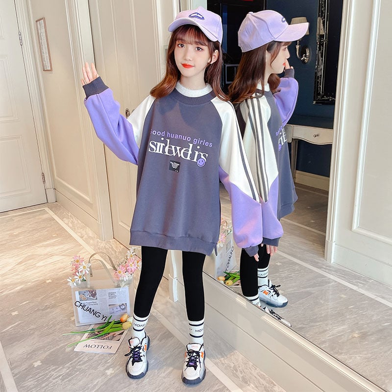 Girls' Velvet Letter Sweater
