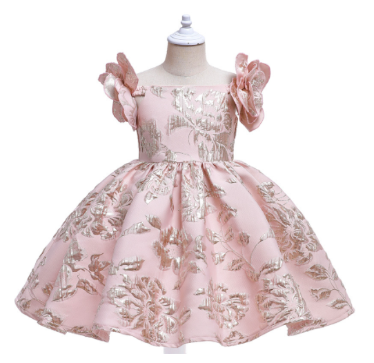 Girls' Floral Jacquard Dress