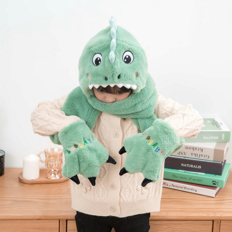 Kids' Dinosaur Hat & Scarf Set