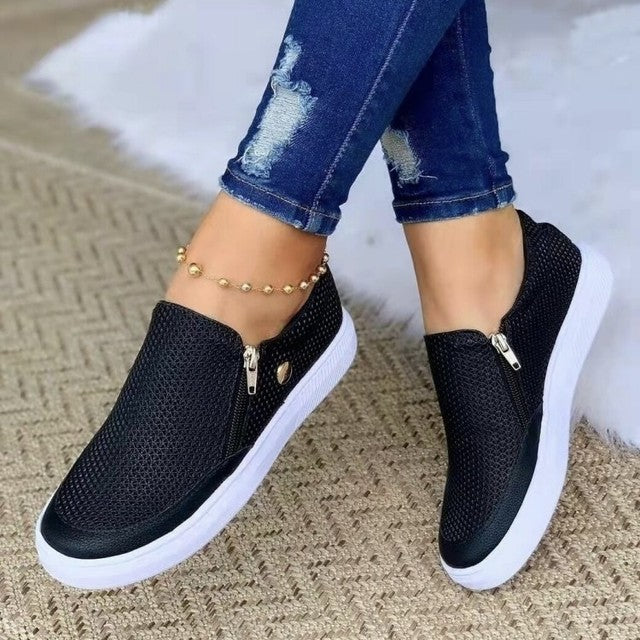 White Zip Slip-On Sneakers