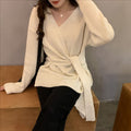 V-Neck Knit Sweater Dress