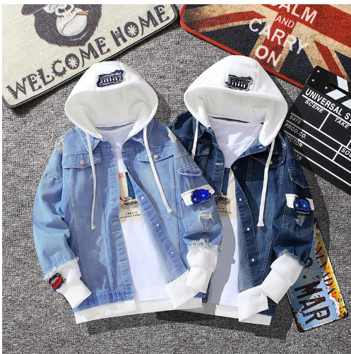 Distressed Denim Hooded Jacket