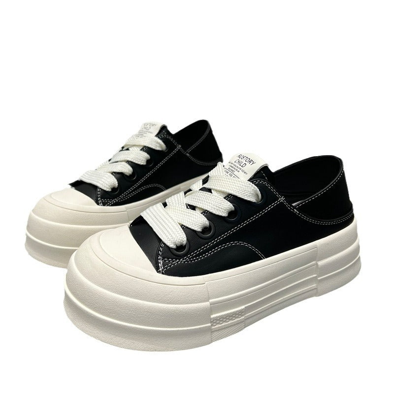Stylish Thick-Soled White Sneakers for Women