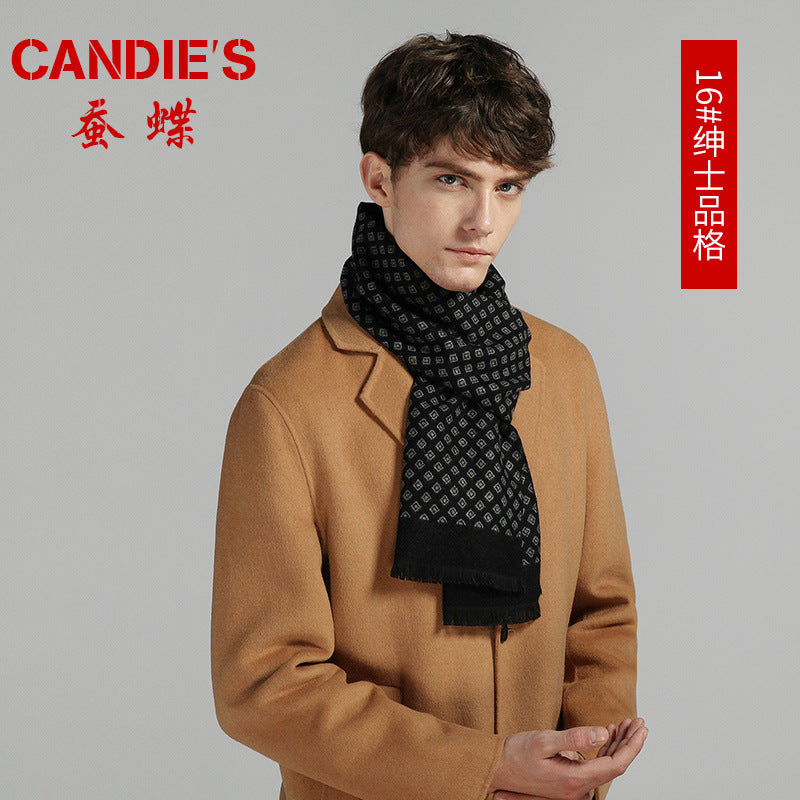 Men's Plaid Cashmere-Feel Scarf