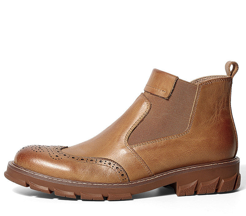 Men's Leather Chelsea Boots - Warm Vintage Style