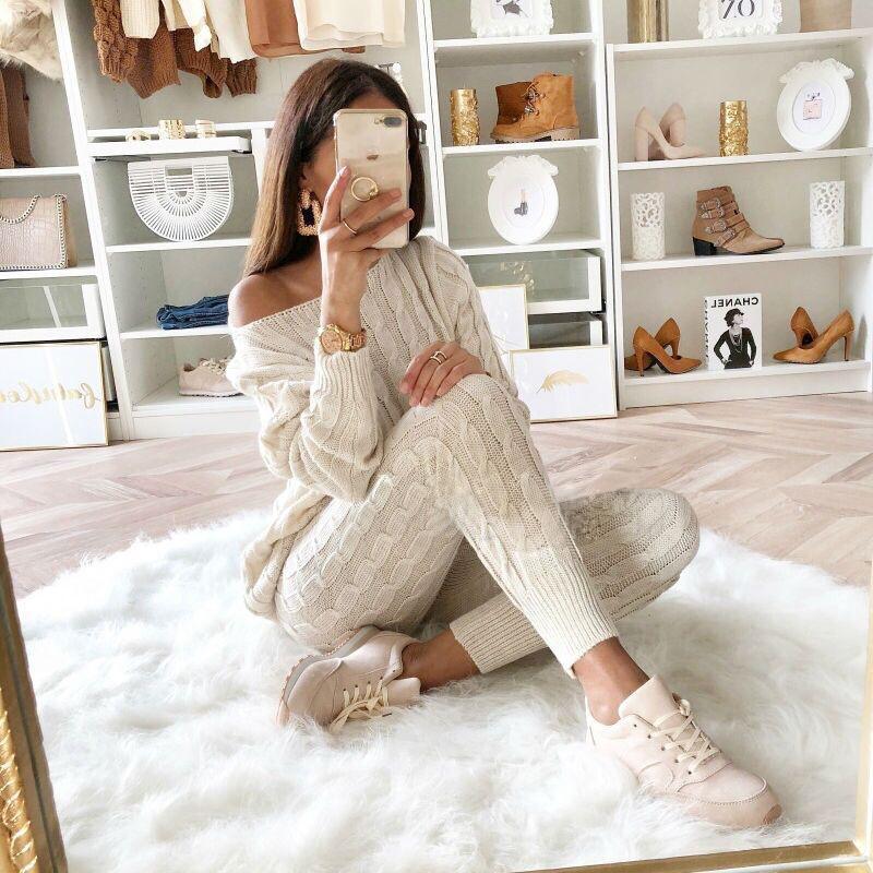 One-Shoulder Sweater Set
