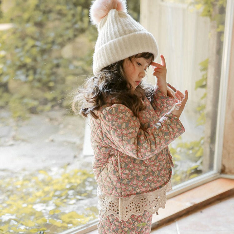 Girls' Floral Quilted Coat