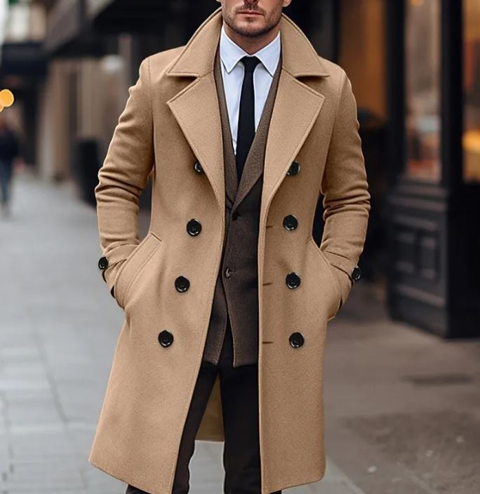 Double-Breasted Wool Overcoat