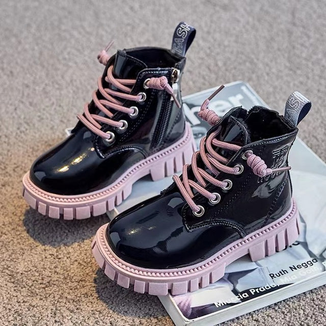Girls' Pink Sole Combat Boots