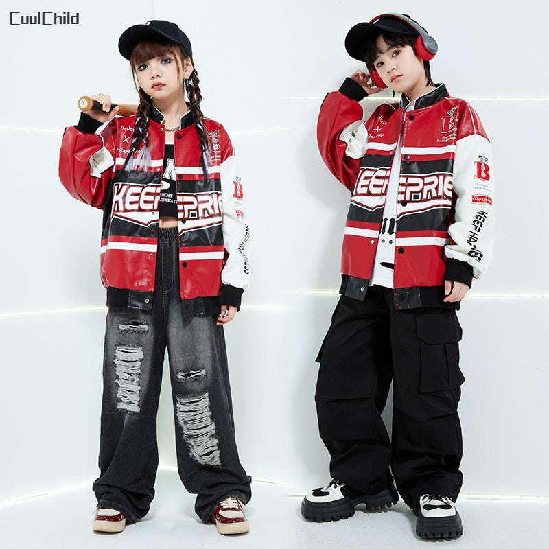 Boys' Leather Jacket & Cargo Set