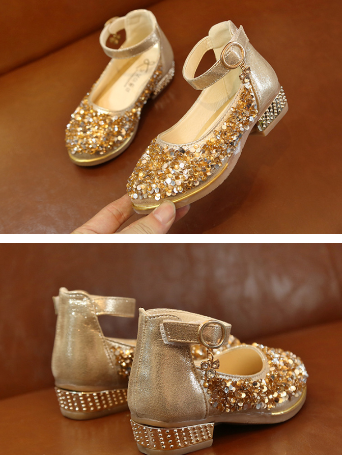 Girls' Glitter Ankle Strap Shoes