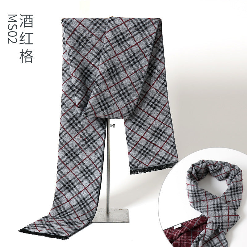 Men's Plaid Cashmere-Feel Scarf