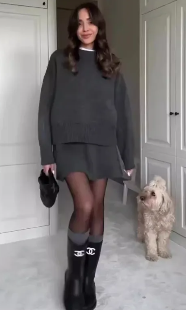 Knit Top & Skirt Set
