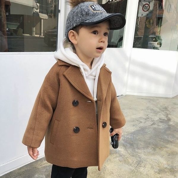 Boys' Long Wool Coat