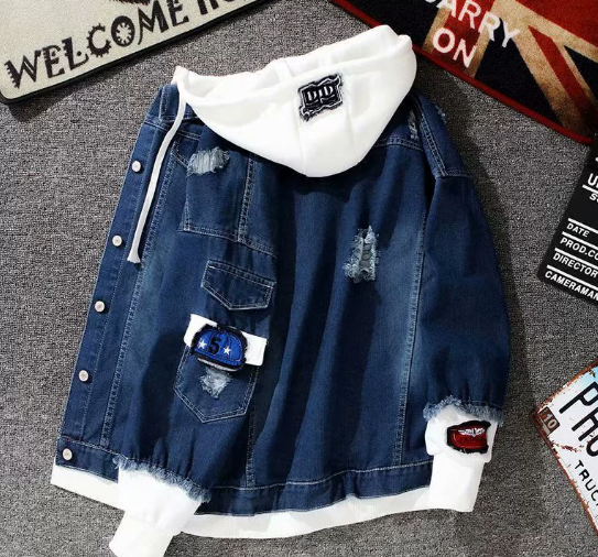 Distressed Denim Hooded Jacket