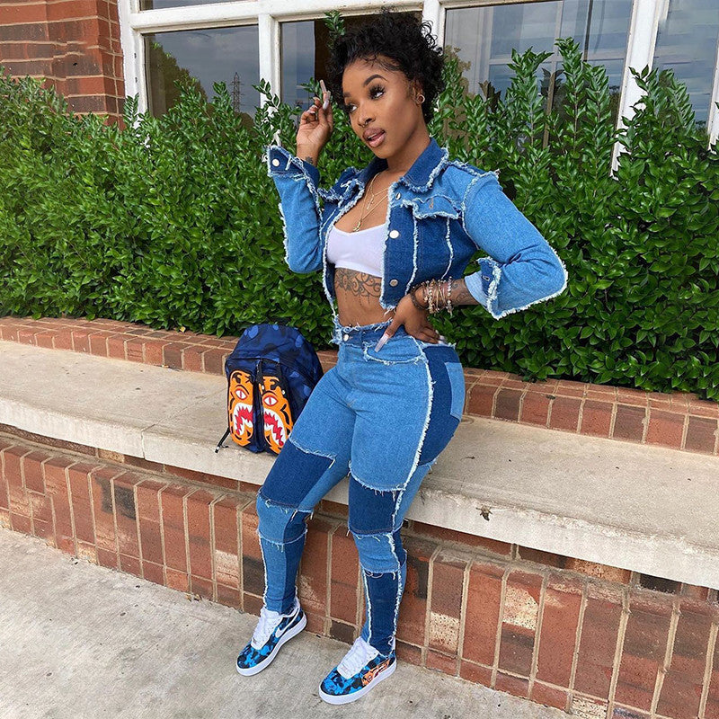 Patchwork Denim Set