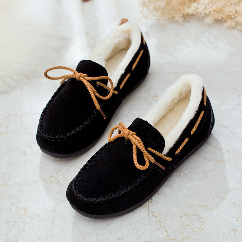 Faux Suede Bow Moccasins