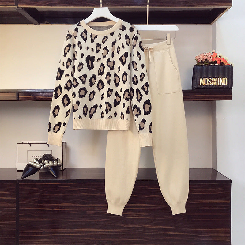 Leopard Knit Sweater & Pants Set