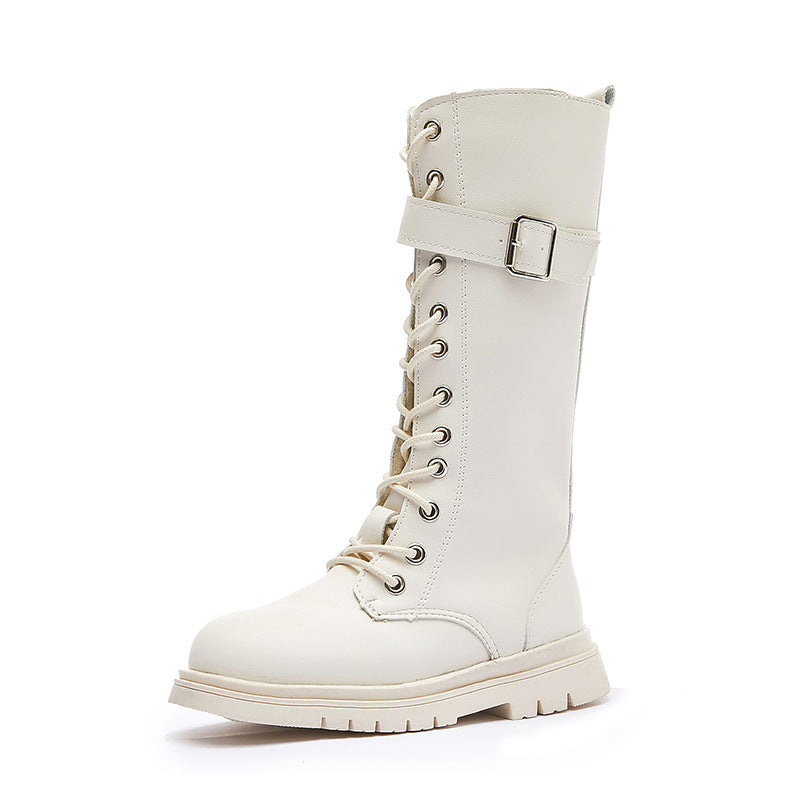 Girls' Fashion Leather High Boots for Autumn & Winter