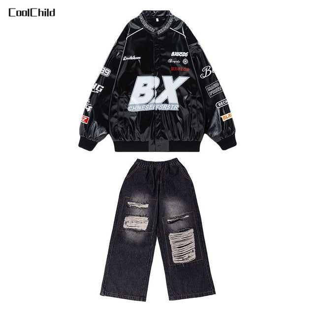 Boys' Leather Jacket & Cargo Set