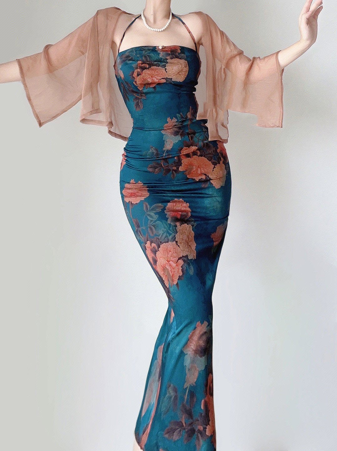 Printed Skirt & Cardigan Set