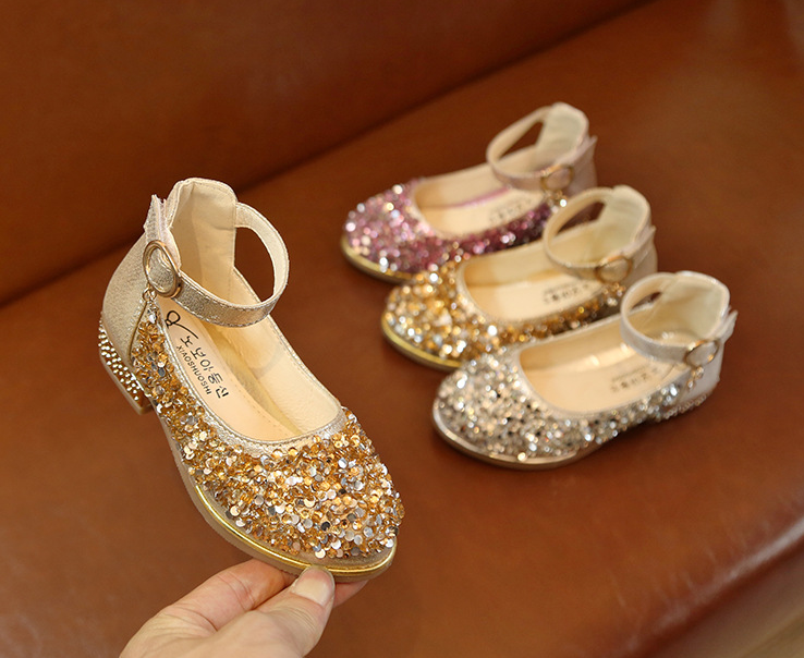Girls' Glitter Ankle Strap Shoes